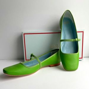 Frances Valentine Green Leather Flats
